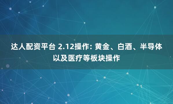 达人配资平台 2.12操作: 黄金、白酒、半导体以及医疗等板块操作